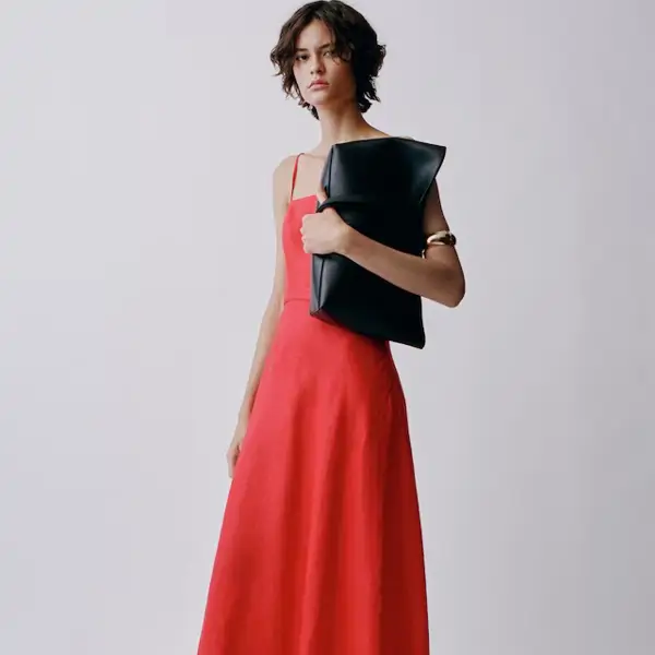 Vestido 100% de lino con lazo