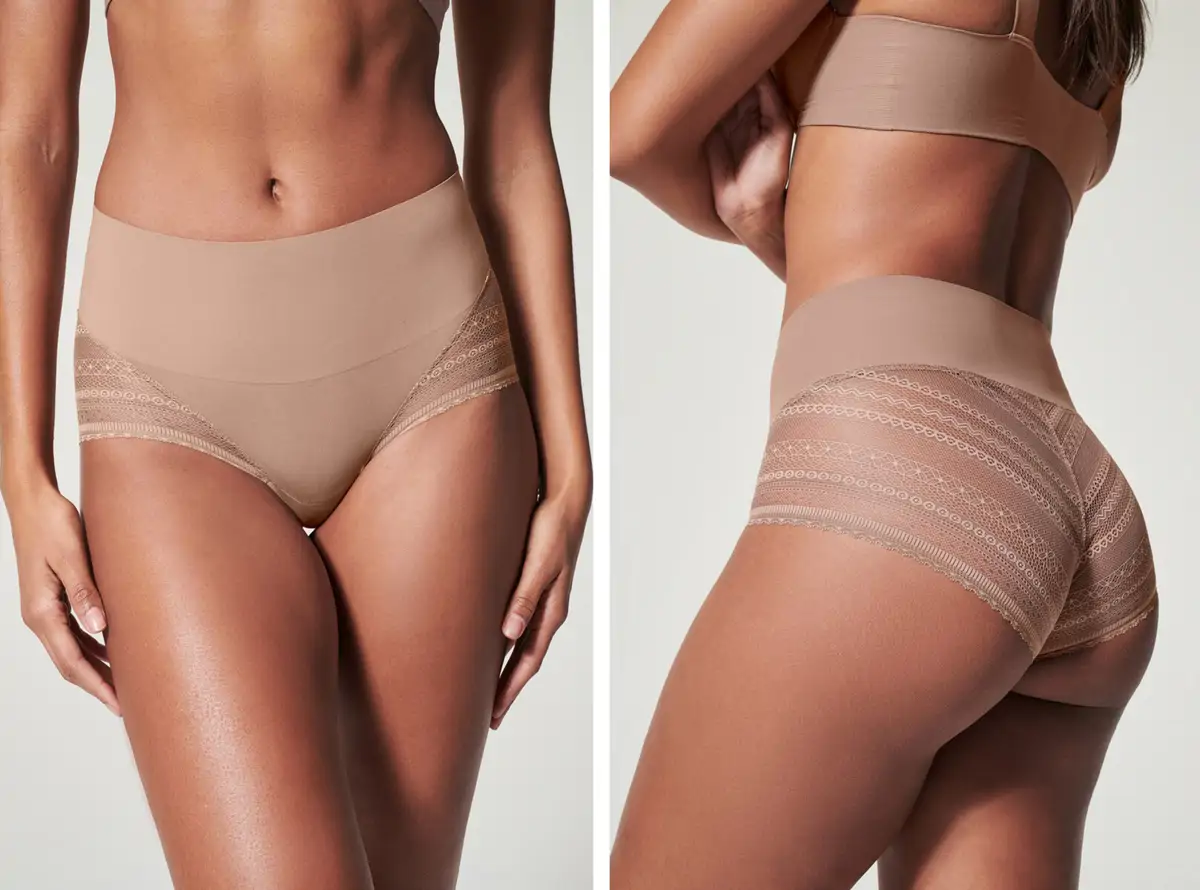 Spanx, braga invisible de talle alto con encaje geometrico