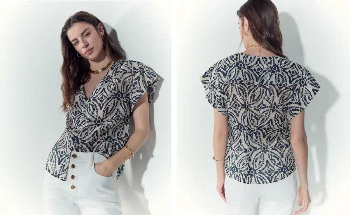 Tintoretto, blusa de mujer manga corta estampada
