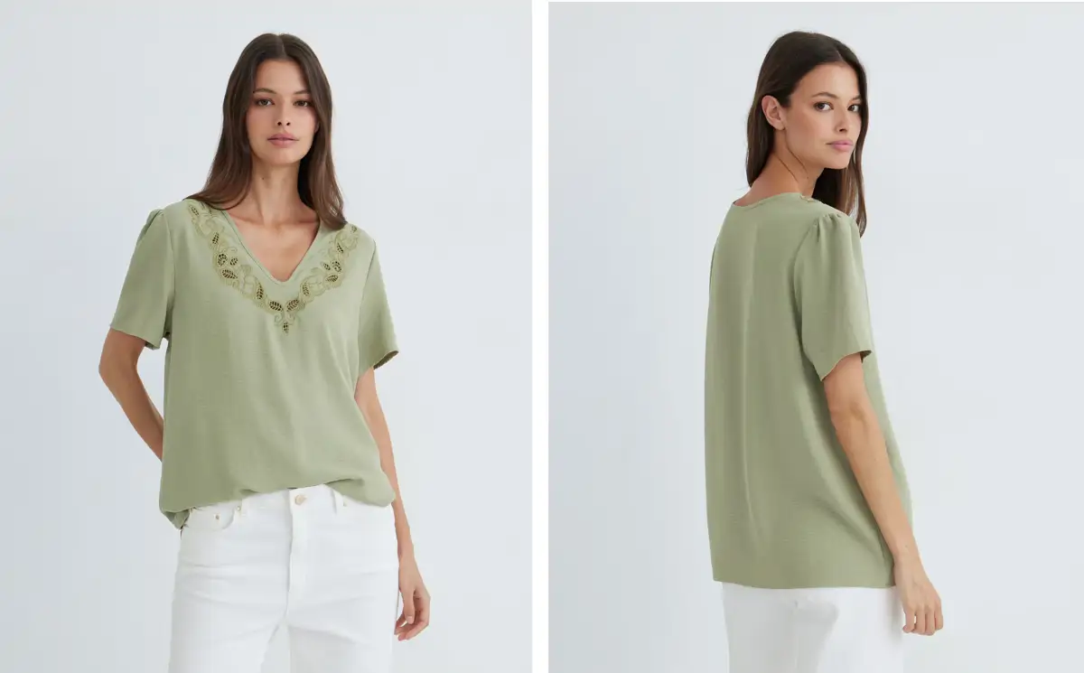Zermatt, blusa de mujer lisa manga corta