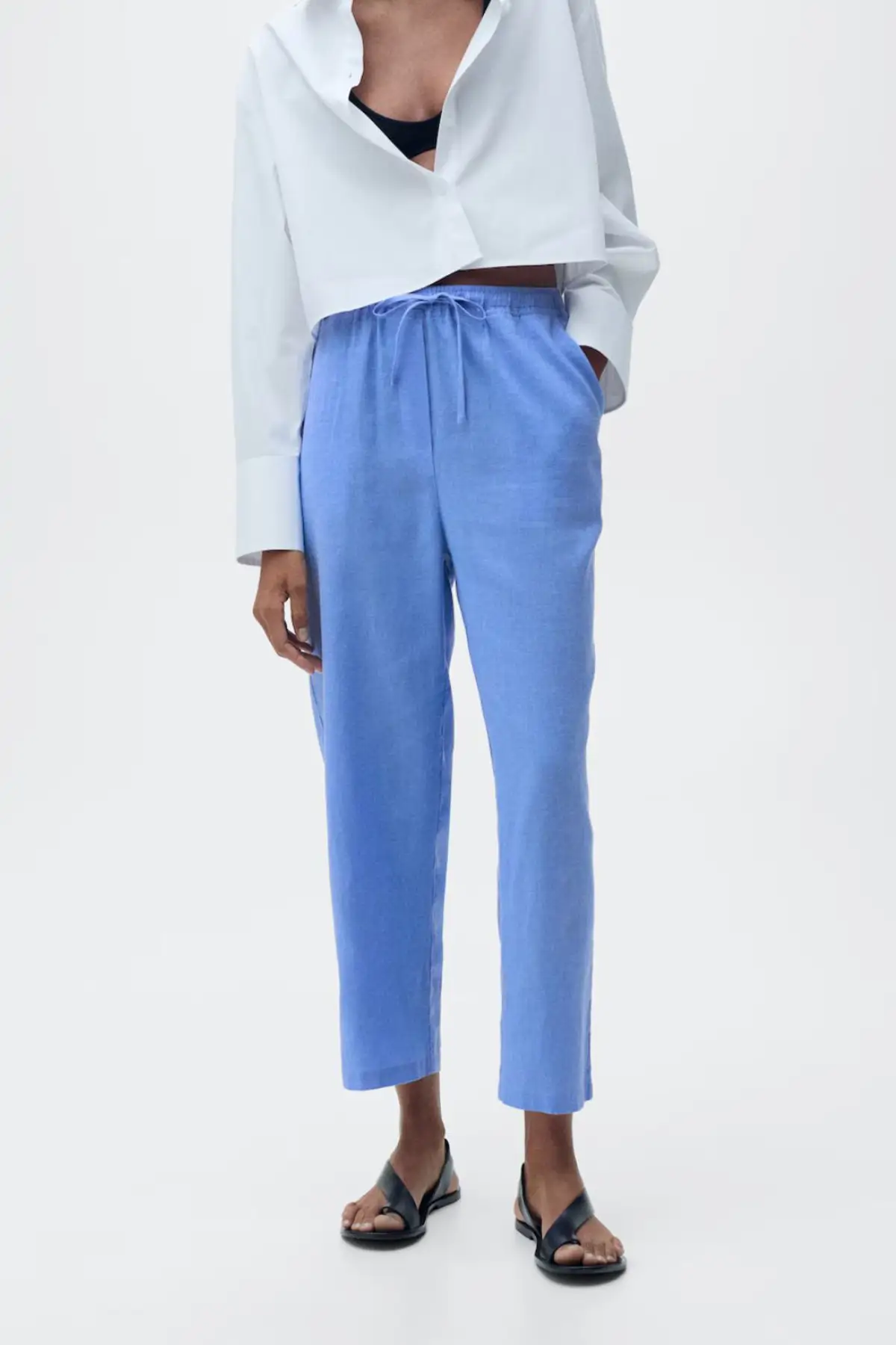 Pantalón recto de lino