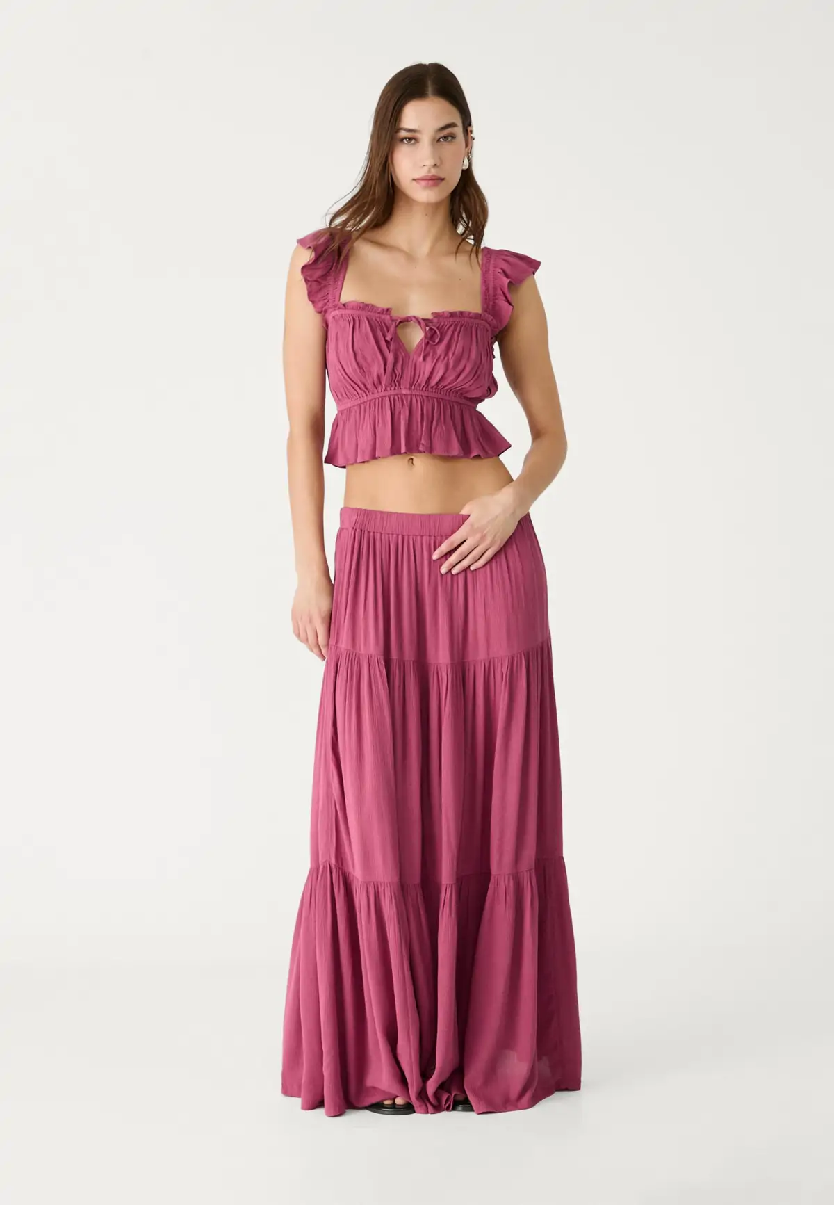 Falda boho de Stradivarius.