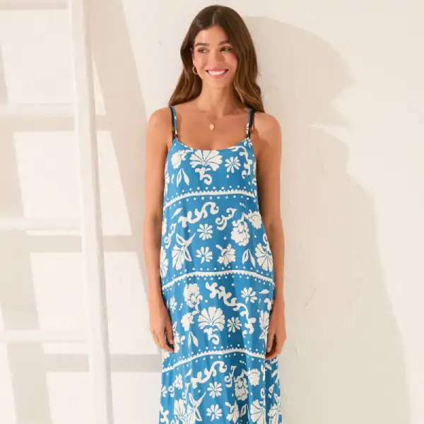 Vestido largo viscosa estampado