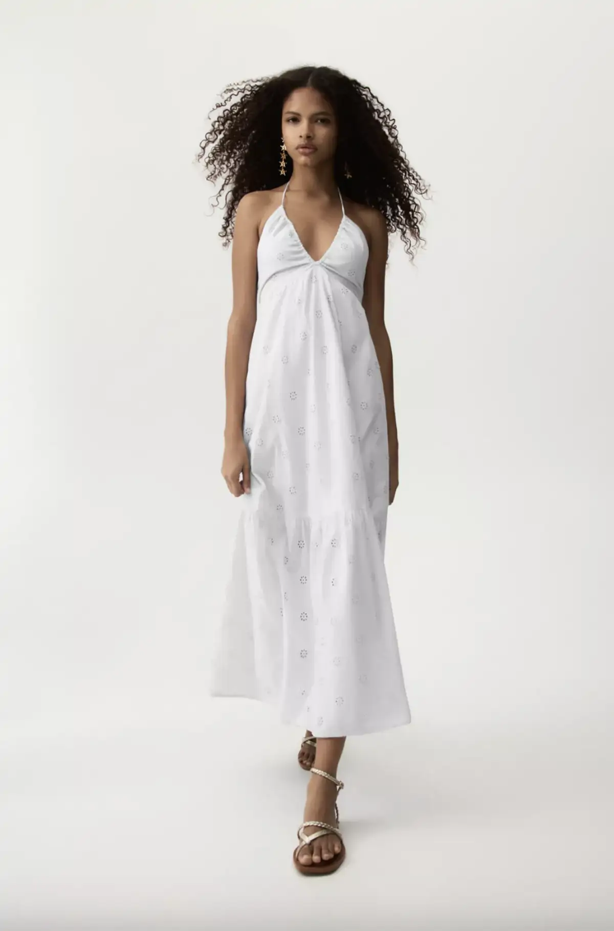 Vestido midi bordado suizo