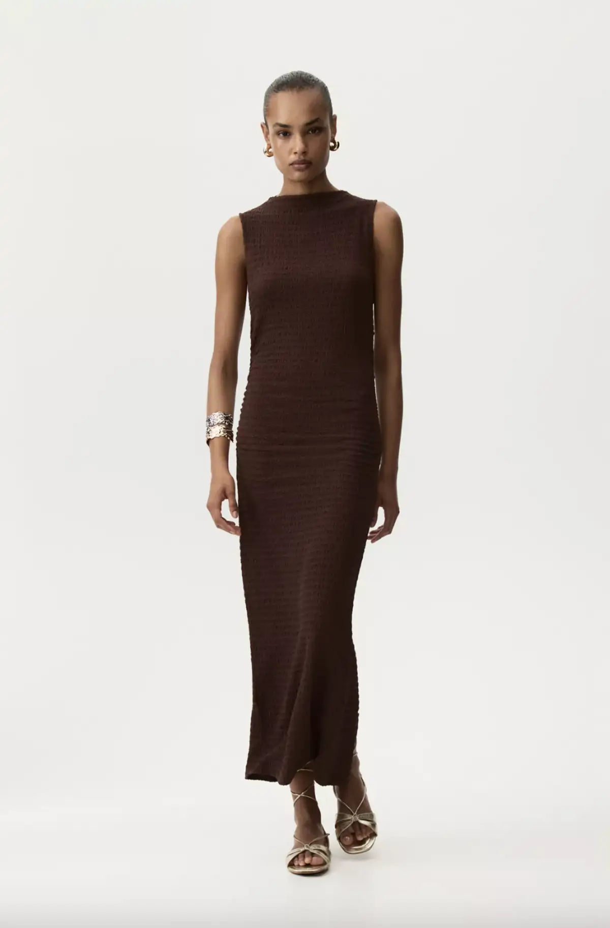vestido midi textura