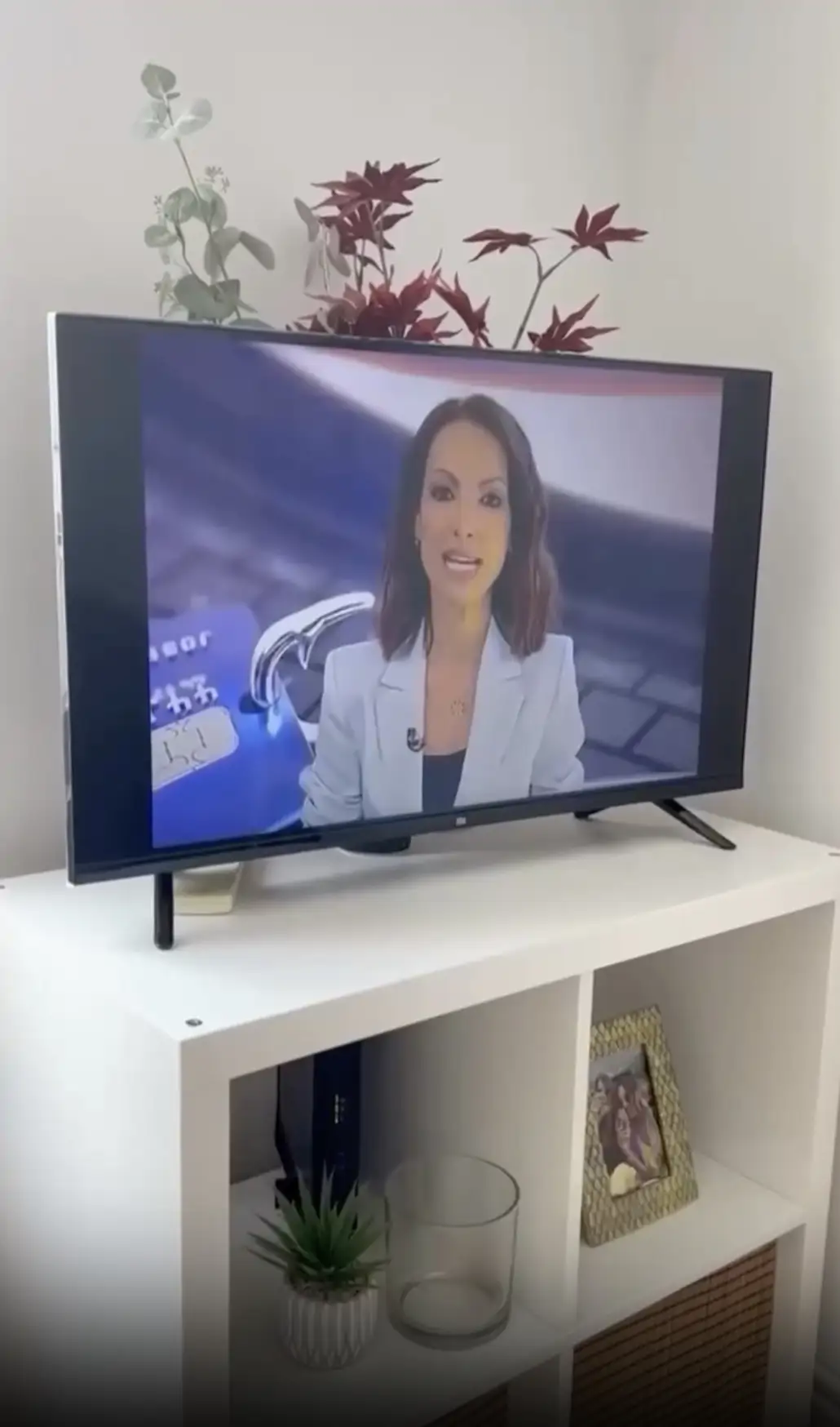 Una estantería de IKEA como mesa para la televisión