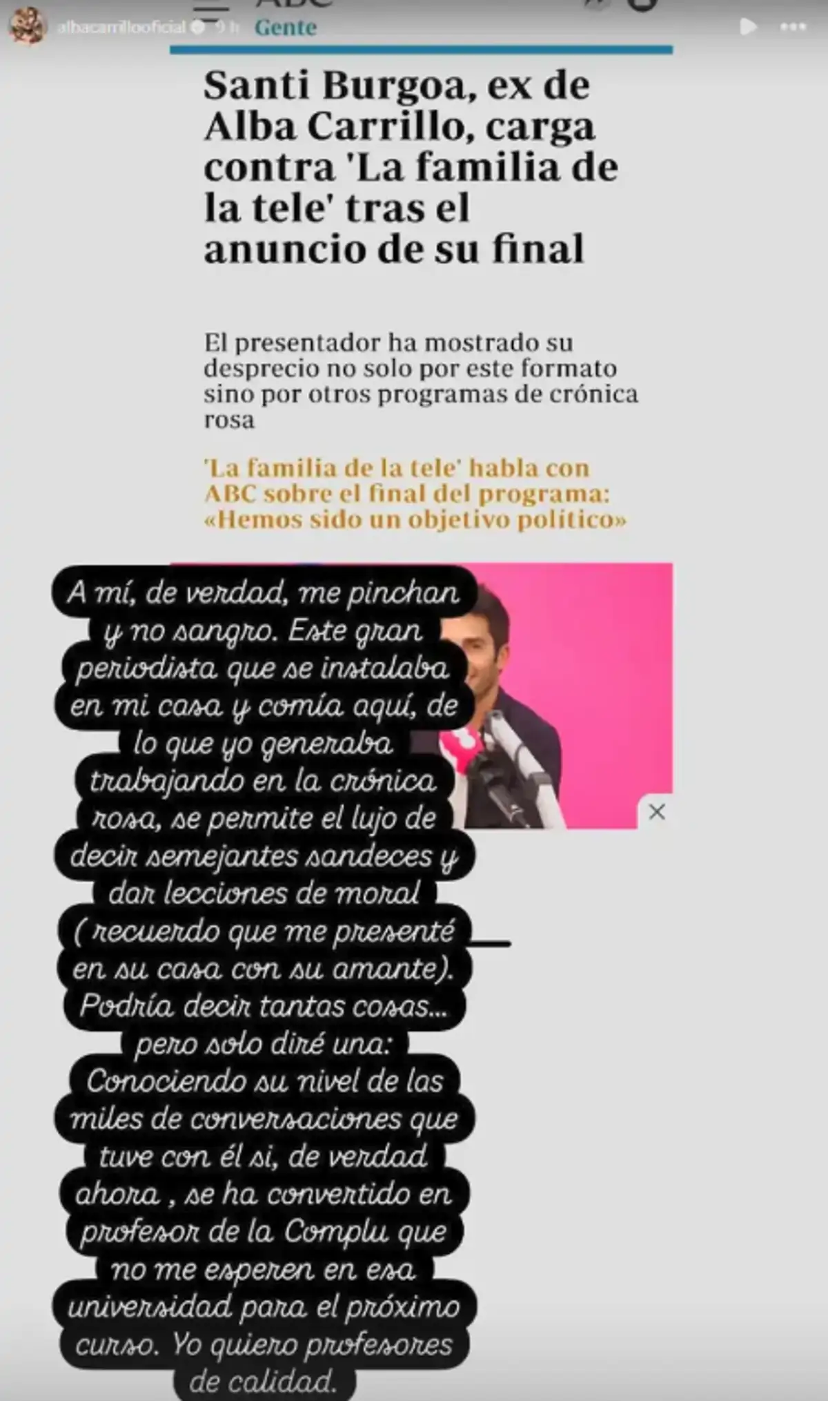 Stories de Alba Carrillo
